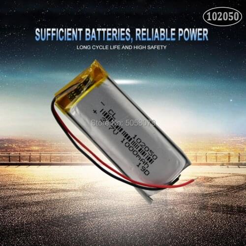 3.7V 1000mAh Battery 102050 li-ion Lipo cells Lithium Li-Po Polymer Rechargeable Battery For Bluetooth speaker GPS PDA POS DVR