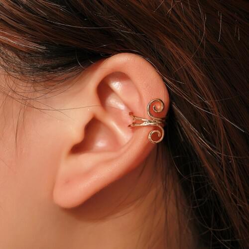 Fashion U-shaped Ear Clip Double Line Personality Without Pierced Ear Bone Clip Creative Geometric Spiral Non Pierced Earrings