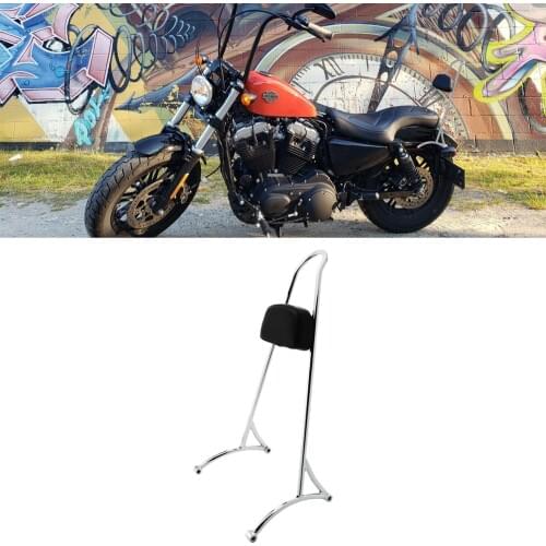 Chrome 20" Tall Backrest Sissy Bar Triple Plating w/Pad For Harley 2004-2017 Sportster XL 883 1200 XL Models