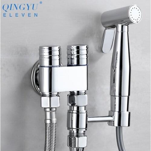QINGYU ELEVEN Soild Brass Toilet Bidet Sprayer Set Multi Function Double Switch Hand Toilet Spray Gun Shower Bidet Set