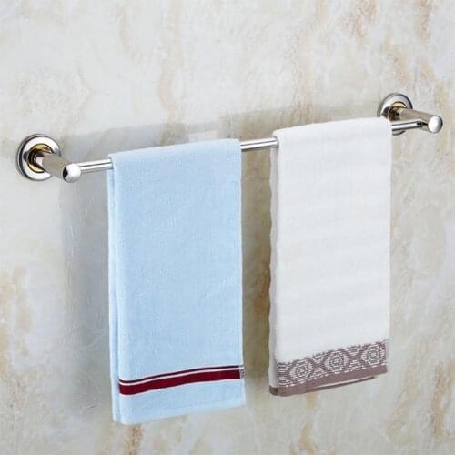 Wall Mounted Thick Stainless Steel Bathroom Towel Rack 1 or 2 Rail Holder 40cm/50cm/60cm