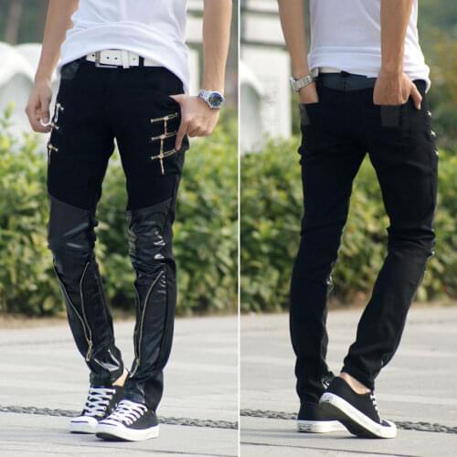 New 2020 Free Shipping Winter Men 's Fashion The Trend Of Slim Leather Pants Mens Long Pants Male Tight Trousers / 26-36