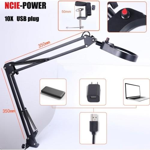 NEW 10X Illuminated Magnifier USB 3 Colors Magnifying Glass for Soldering Iron Repair/Table Lamp/Skincare Beauty Tools