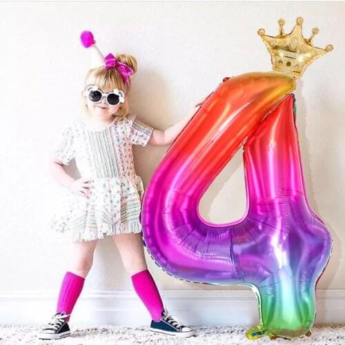 New 40inch rainbow crown aluminum foil balloon wedding decoration birthday party baby shower rainbow 4D ball love stars balloon