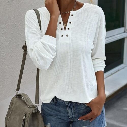 Casual Women Solid Color Knitwear Hollow V Neck Long Sleeve Blouse Top Pullover Lady Loose Top femme Plus Size Blusas 2020