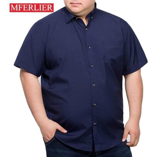 MFERLIER Summer men shirts 5XL 6XL 7XL 8XL 9XL 10XL large size short sleeve Bust 159cm Plus size shirts men 5 colors