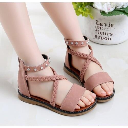 Kids Girl Sandals New Summer Shoes Girl Non-slip Kids Beach Sandal Toddler Shoe Soft Sandals Dancing Shoes Roman Shoes
