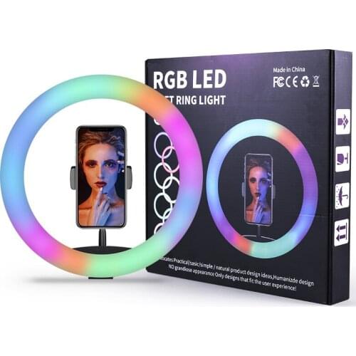 20cm/26cm/30cm Dimmable RGB LED Selfie Ring Fill Light Photo Ring Lamp Optional With Tripod For Makeup Video Indoor shooting