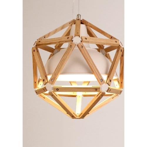 Vintage loft estilo japonés diamante 35/45cm luz colgante de madera de roble Pantalla de hierro Retro lámpara E27 110/220V cable