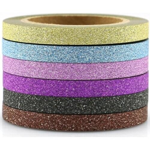 High quality Cute 10x6pcs/lot Solid Slim Glitter Washi Tapes Scrapbooking Planner Adhesive Masking Tapes Kawaii Stationery