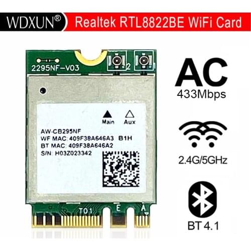 WDXUN Realtek RTL8822BE 802.11AC 2.4G/5GHz WiFi Bluetooth 4.1 NGFF Wireless Adapter M.2 WIFI CARD