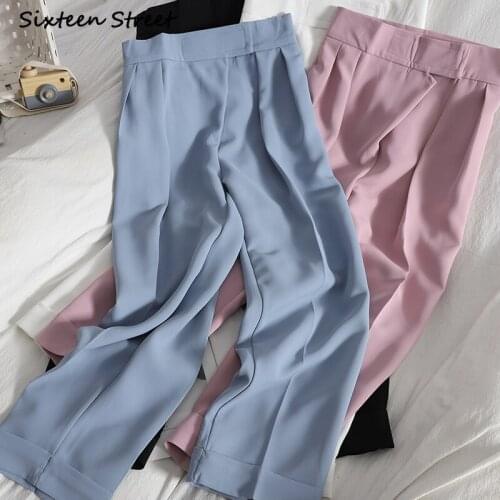 Woman Pants Velcro High Waist Casual Pants Suit Pants Spring and Summer Straight Pants Korean Style Harajuku Pants Streetwear