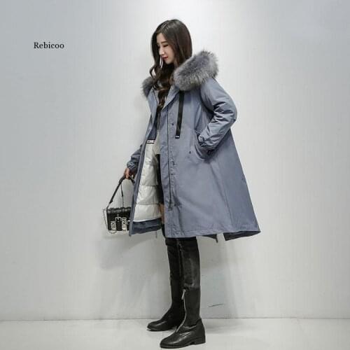 New Arrival Winter Women 90% White Duck Down Long Jackets Ladies Elastic High Waist Solid Fur Collar Hooded Down Coats