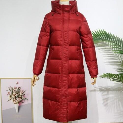 2021 New Women Long Down Jacket Hooded White Duck Down Jackets Women Thick Warm Parkas Winter Snow Overcoat Long Coat