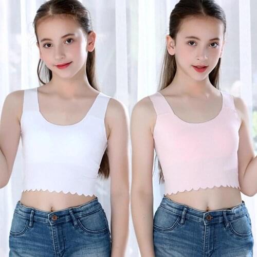 V-TREE Girls Underwear Breathable Tops Crop Teens For Girls Student Vest Seamless Sleeveless Tshirts Crop Top 2021 New