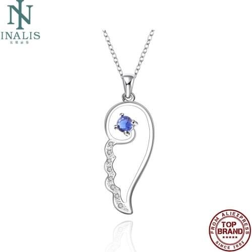 INALIS Romantic Angel Wings Pendant Necklaces For Women 5A Clear Cubic Zircon Copper Female Necklace Engagement Fashion Jewelry
