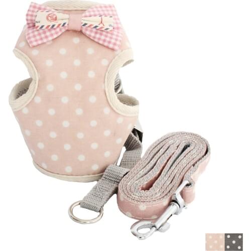 Cute Dot Pattern Vest Small Dog Cat Halter Harness Lead Breathable Mesh Cloth Chest Strap For Dogs 6044032 Pet Puppy Supplies