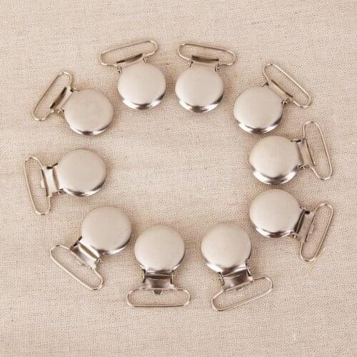 10 Round Shape Pacifier Suspender Clips Holder Crafts w Plastic Insert 2.5cm