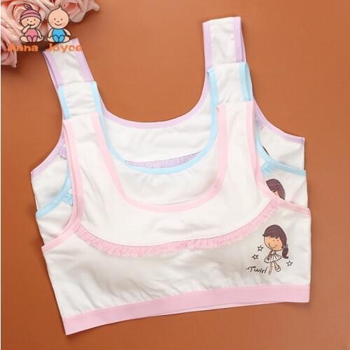 10pc/lot Cotton Child Bra for Teenagers Puberty Young Girl Wireless Padded Kids Student Bras Underwear Children Lingerie