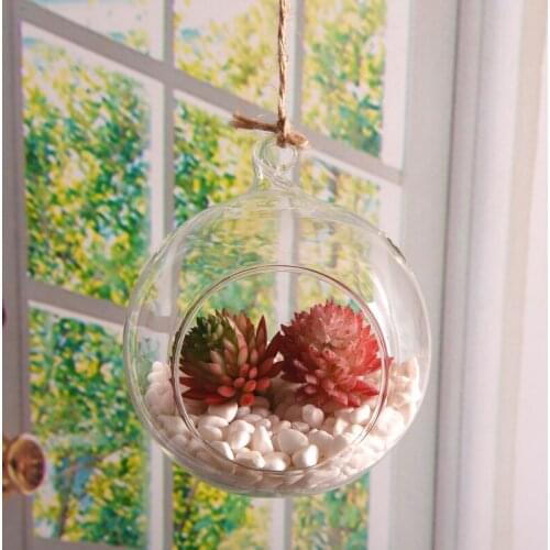 18pcs/pack Diameter=12cm Middle Size Hanging Glass Globe Vase Home Decoration One Open Two Small Holes Terrarium Wedding Props