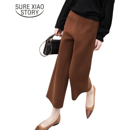 2021 Plus Size Winter New Women Pants Thick Woolen Female Nine Pants High Waist Loose Trousers Fashion Clothing Elegant 12111