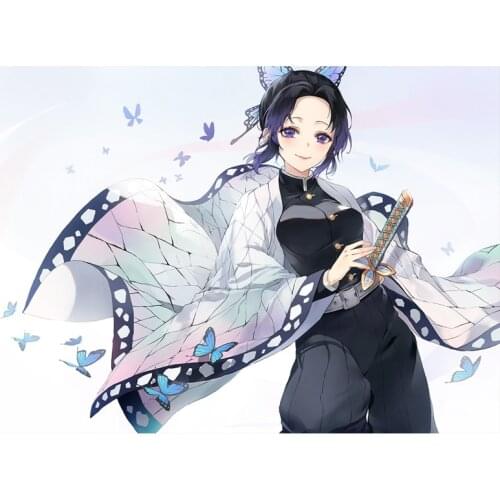 29.7cm*42cm Japanese Anime Demon Slayer Fabric Cloth Poster Kanawo Kochou Shinobu Kanae Figure Posters Home Wall Door Decor