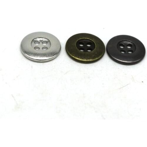 30pcs 17mm silver/bronze/gun black Zinc metal alloy Sewing Button Round 4 Holes metal button