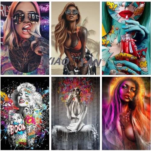 5D DIY Diamond Painting Graffiti Art Girl Beauty Full Drill Embroidery Cross Stitch Mosaic Home Decor Craft