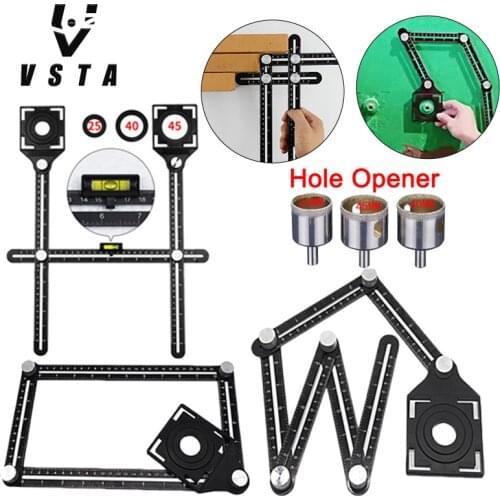 6-fold Aluminium Alloy Angle Ruler Finder Measuring Ruler Perforated Mold Template Tool Izer Locator Drill Guide Tile Hole