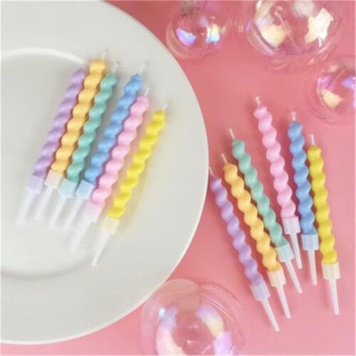 6pcs Thread Color Birthday Candles With Stand Cake Candle Party Supplies Wedding Decoration Baby Children Party Atmosphere