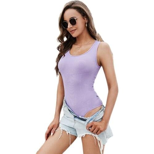Summer New Sleeveless O-neck Slim Bodysuits Women Solid Color Casual Bodycon Tank Jumpsuits Female Elegant Fashion Streetwear