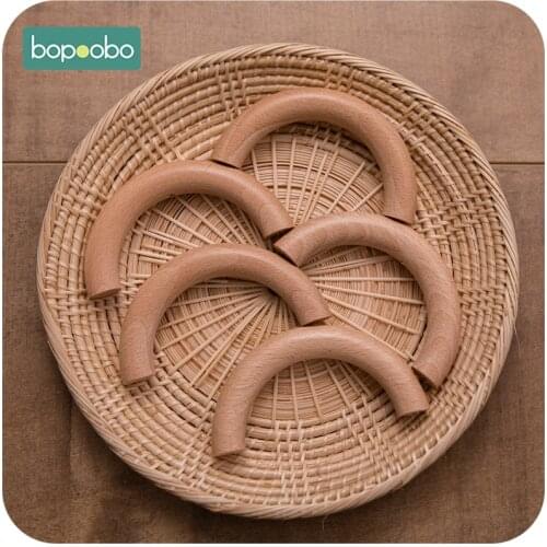 Bopoobo Semi Ring Beech 50pcs Wooden Unicorn Teething Three holes Baby Wooden Teether For Baby Toy Play Gym Diy Teethers