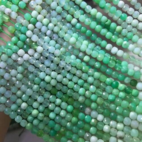 Loose beads Gradient color green Australia Jad Square Faceted 4mm for DIY jewelry making loose beads FPPJ wholesale nature