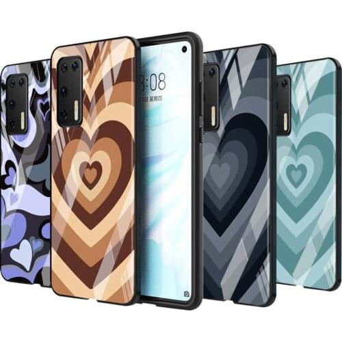 Tempered Glass Cover Shell Luxury Latte Love Coffee Heart For Huawei P40 P30 P20 P10 Pro Plus Lite 5G 2019 Phone Case
