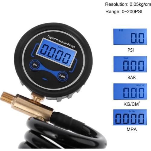 Digital Deflator Inflator Pressure Gauge Monitor for Air Pump with 3m 10ft Extension Coil Hose