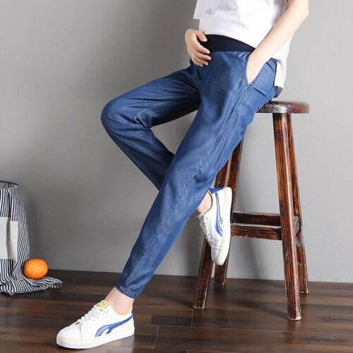 High Quality Autumn Maternity tencel Jeans For Pregnant Women Boot Cut Pregnancy Pant Adjustable Waist Pregnancy Jeans