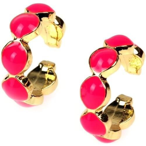 EYIKA Summer Day Neon Yellow Bright Fluorescent Colorful Enamel Round Bead Ear Cuff No Piercing Cilp Earrings Women Girl Jewelry