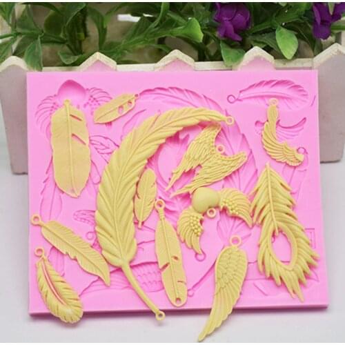 Feather Molds Silicone Mould 3d Wall Panel Design DIY Concrete Jewelry Accessories Fondant Clay Mold