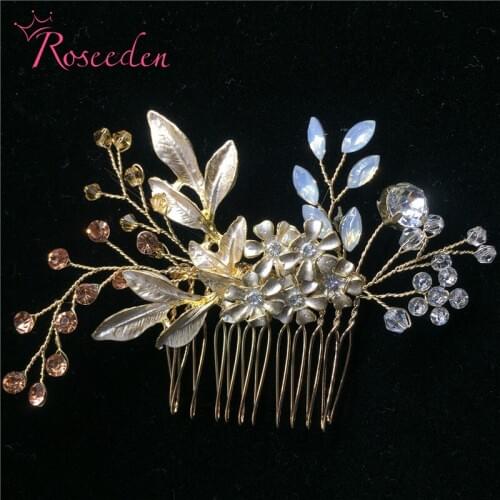 Clear leaves rhinestone wedding bride hair comb girls party prom headpiece Korea style Bridal jewelry accessories RE898