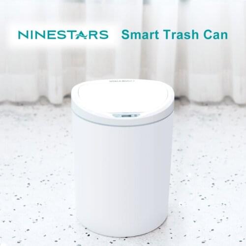 New NINESTARS Touchless Smart Trash Can Motion Sensor Well Sealing LED Induction Cover Kitchen Trash 10L Home Ashcan Bins