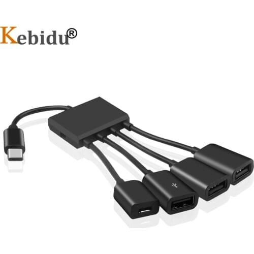 Kebidu Multiple OTG USB C Hub USB 3.1 to 4 USB 2.0 Port HUB 4 Port Type-C USB Power Charging Hub Cable Connector Adapter