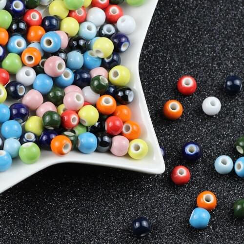 BTFBES 6 8 10 12mm Ceramic beads earrings making Round Porcelain Spacer Loose bead for women DIY Jewelry Bradied Bracelet making