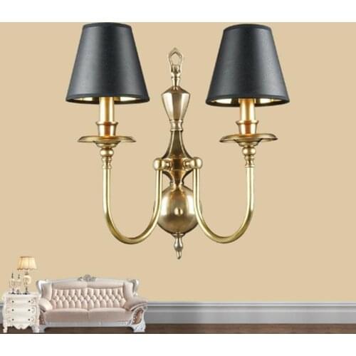 Classical European style copper wall lamp TV background lamp Villa Hotel lobby living room decorative wall light bedroom light