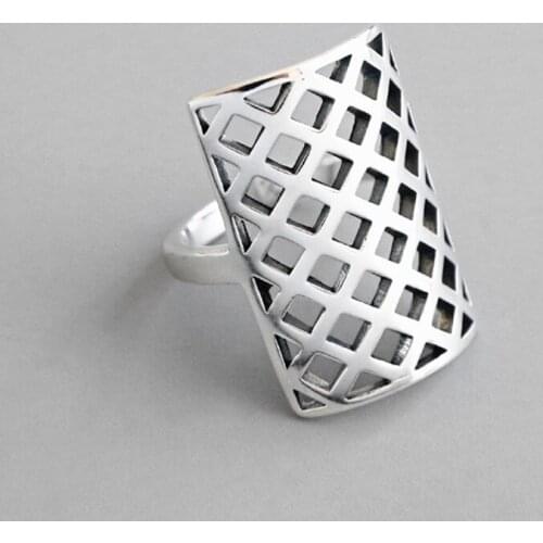 925 Sterling Silver Jewelry Geometric Rings for Women Girls Adjustable Ring Birthday Jewelry Accessories Anillos JZ569