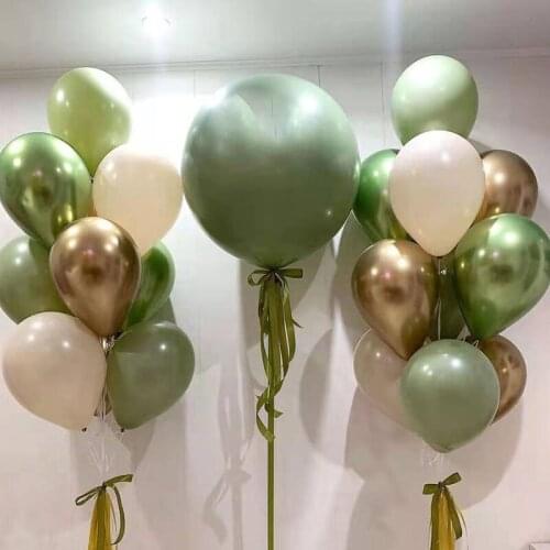10/18inch Retro Bean Green Latex Balloons Mix Metal Gold Light Green Balloon Wedding Birthday Party Decor Baby Shower Air Globos
