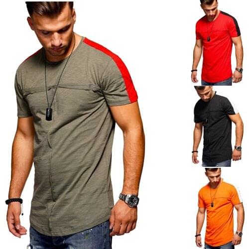 Summer Hot Sale Trend Mens Clothing Large Size Mens T-shirt Spell Stripe Color Matching Personality Fashion Boys Short Sleeves