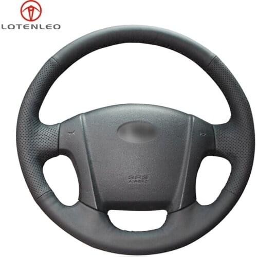 LQTENLEO Black PU Artificial Leather DIY Hand Sew Car Steering Wheel Cover For Kia Sportage 2 2004-2013