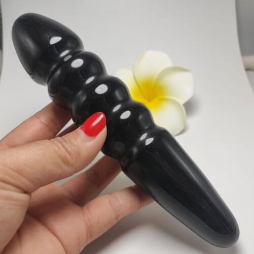 18cm length Natural black obsidian Crystal Stone Face Massage Stick/ Yoni Wand Slim Facial relax Stone Massage & Relaxation