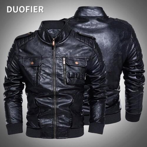 New Mens Leather Jackets Multi-pocket Motorcycle Faux Leather Biker Jacket Fashion Stitching Male PU Jackets Fleece Warm Coat