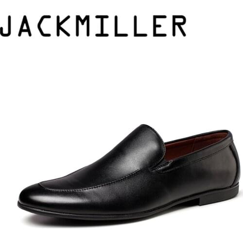 Jackmiller mens formal shoes fashion artificial leather slip-on party wedding men shoes flat loafers black causal shoes man
